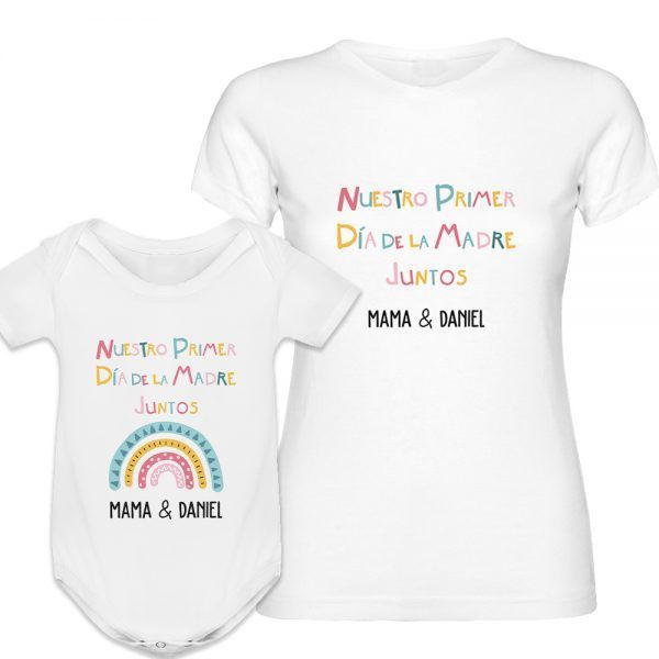 Conjunto camisetas personalizadas "Nuestro primer día de la madre"